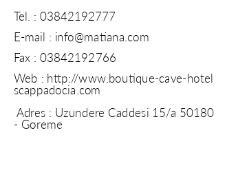 Cappadocia Cave Suites iletiim bilgileri